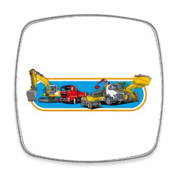 Parc de machines de construction - Magnet carré - blanc - Devant