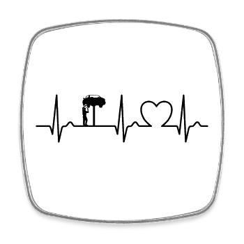 ECG Curve - Heart Curve - Mechanic - Square fridge magnet - white - Front