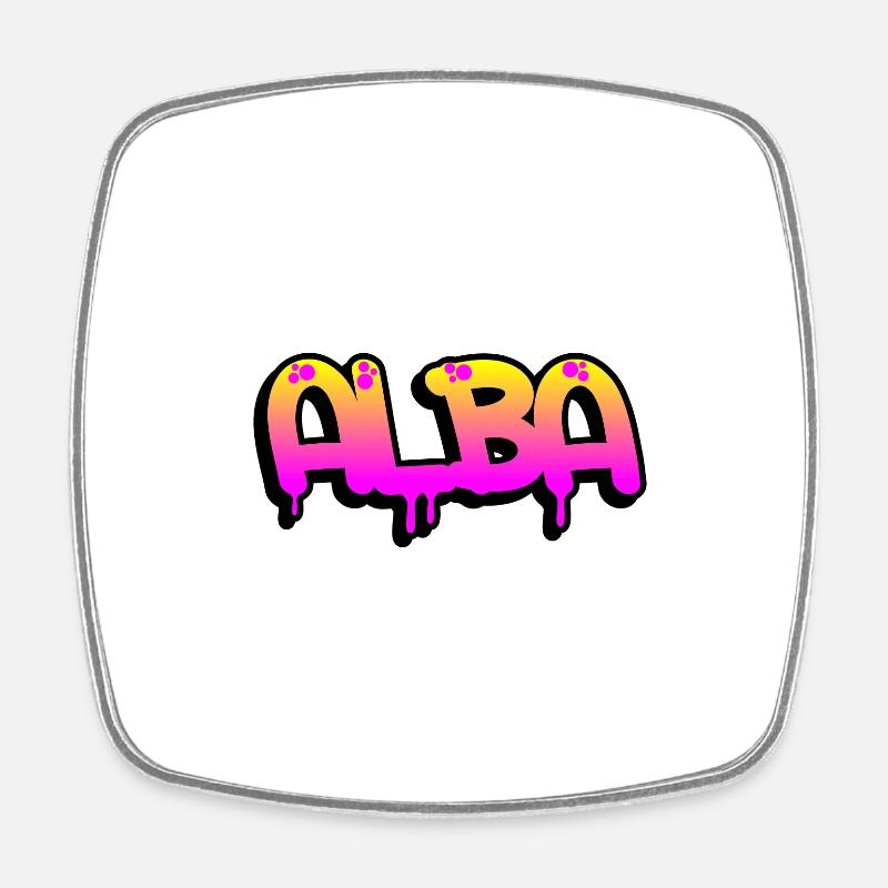 Graffiti name Alba - Viereckiger Kühlschrankmagnet - Weiß
