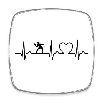 Herzkurve - EKG - Tischtennis Spieler - Herz - Viereckiger Kühlschrankmagnet - Weiß - Vorne