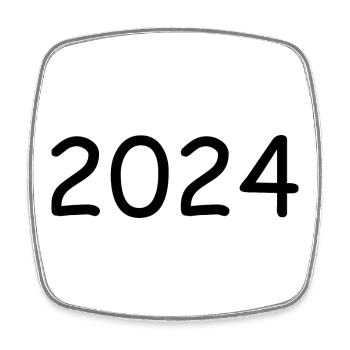 2024 Jahreszahl schwarz - Viereckiger Kühlschrankmagnet - Weiß - Vorne