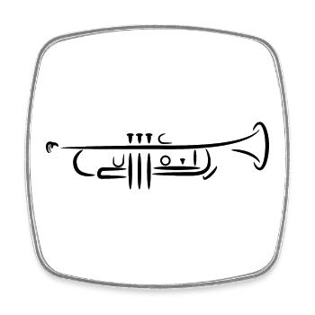 Trumpet Drawing - Square fridge magnet - white - Front