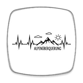 Alpenüberquerung Herzschlag - Viereckiger Kühlschrankmagnet - Weiß - Vorne