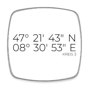 Coordinates Kreis 3 Wiedikon Zurich - Square fridge magnet - white - Front