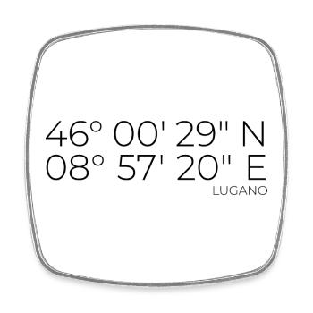 Coordinates: Lugano, Canton of Ticino - Square fridge magnet - white - Front
