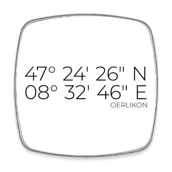 Coordinates Oerlikon, Kreis 11, Zürich - Square fridge magnet - white - Front