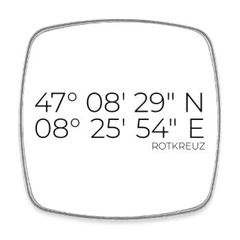 Koordinaten Rotkreuz Kanton Zug - Viereckiger Kühlschrankmagnet - Weiß - Vorne