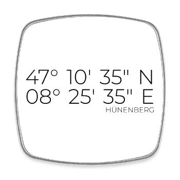 Koordinaten Hünenberg - Viereckiger Kühlschrankmagnet - Weiß - Vorne