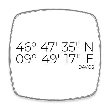 Coordonnées Davos Grisons - Magnet carré - blanc - Devant
