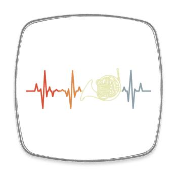 Waldhorn Herzlinie Retro - Viereckiger Kühlschrankmagnet - Weiß - Vorne