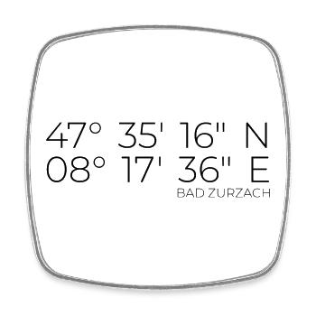 Koordinaten Bad Zurzach Kanton Aargau - Viereckiger Kühlschrankmagnet - Weiß - Vorne
