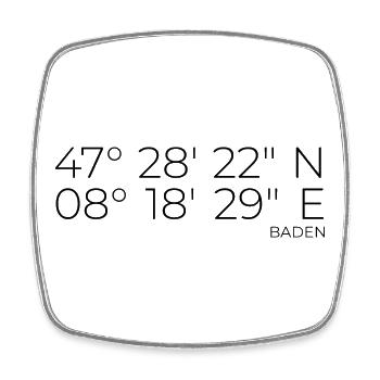 Coordonnées Baden Aargau - Magnet carré - blanc - Devant