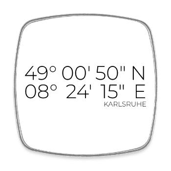 coordinates Karlsruhe - Square fridge magnet - white - Front