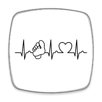 Heart Curve - Foot - Foot Care - Feet - Saying - Square fridge magnet - white - Front