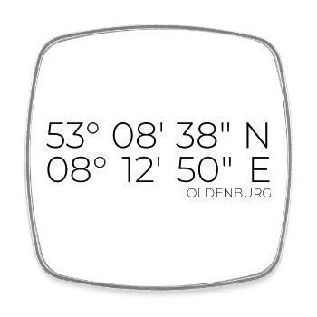 Koordinaten Oldenburg - Viereckiger Kühlschrankmagnet - Weiß - Vorne