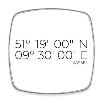 Koordinaten Kassel - Viereckiger Kühlschrankmagnet - Weiß - Vorne