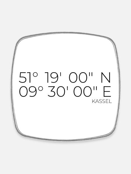 Koordinaten Kassel - Viereckiger Kühlschrankmagnet - Weiß