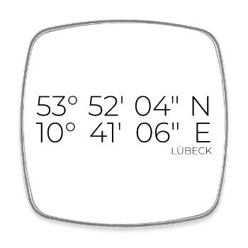 coordonnées Lübeck - Magnet carré - blanc - Devant