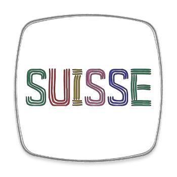 SWITZERLAND. HUMOR. COUNTRY. FLAG. GENEVA. LAUSANNE - Square fridge magnet - white - Front