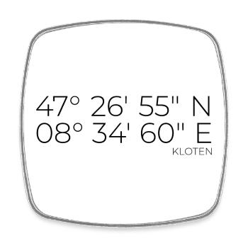 coordonnées Kloten, Suisse - Magnet carré - blanc - Devant