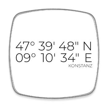Coordinates Konstanz Lake Constance - Square fridge magnet - white - Front