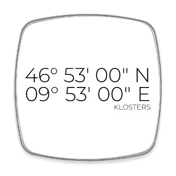 Coordinates Klosters, Graubünden, Switzerland - Square fridge magnet - white - Front