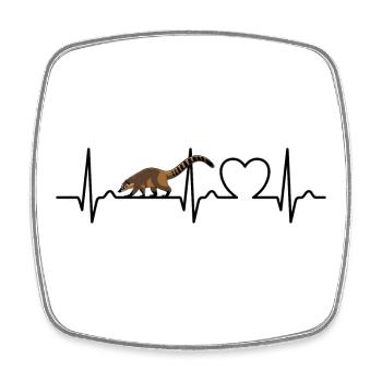 Coati Heart Curve - Coati mignon - Magnet carré - blanc - Devant