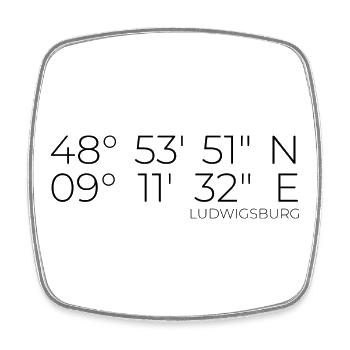 Koordinaten Ludwigsburg - Viereckiger Kühlschrankmagnet - Weiß - Vorne