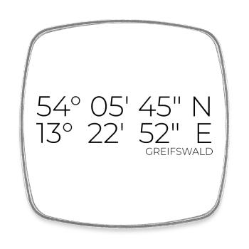 coordinates Greifswald - Square fridge magnet - white - Front