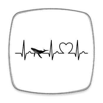 Wal - Buckelwal - Herzkurve - EKG - Geschenk - Viereckiger Kühlschrankmagnet - Weiß - Vorne