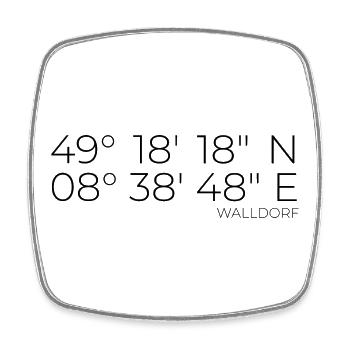 Coordinates Walldorf - Square fridge magnet - white - Front
