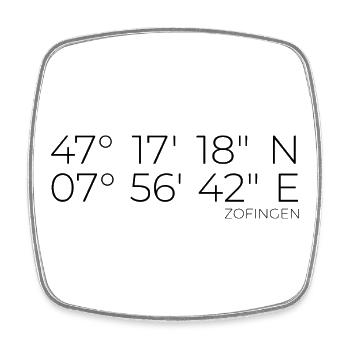 Coordinates Zofingen, Switzerland - Square fridge magnet - white - Front