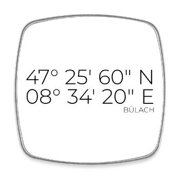 Coordinates Bülach, Switzerland - Square fridge magnet - white - Front