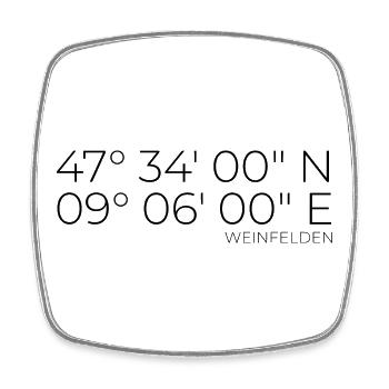 Koordinaten Weinfelden Schweiz - Viereckiger Kühlschrankmagnet - Weiß - Vorne