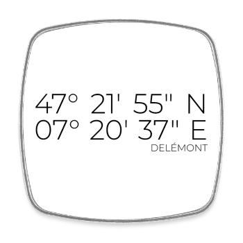 Coordonnées : Delémont, Jura, Suisse - Magnet carré - blanc - Devant