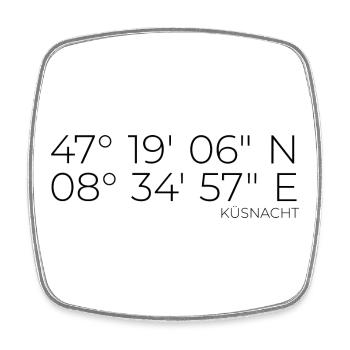 coordonnées Küsnacht Zurich - Magnet carré - blanc - Devant