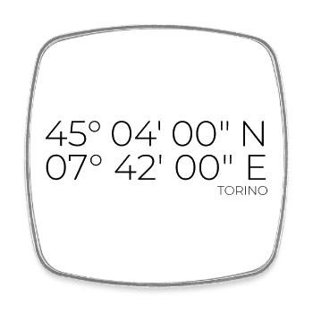 Koordinaten Torino Italien - Viereckiger Kühlschrankmagnet - Weiß - Vorne