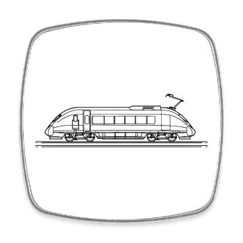 Train Sketch - Square fridge magnet - white - Front
