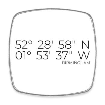 Koordinaten Birmingham England - Viereckiger Kühlschrankmagnet - Weiß - Vorne