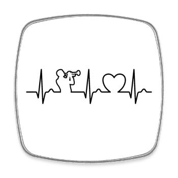 Trumpet - Heart Curve - ECG - Pulse - Square fridge magnet - white - Front