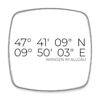 Koordinaten Wangen im Allgäu - Viereckiger Kühlschrankmagnet - Weiß - Vorne