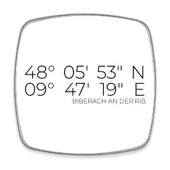 Koordinaten Biberach an der Riß - Viereckiger Kühlschrankmagnet - Weiß - Vorne