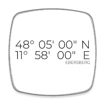 Coordinates Ebersberg, Bavaria - Square fridge magnet - white - Front