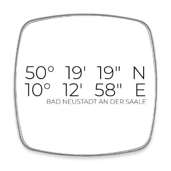 Koordinaten Bad Neustadt an der Saale - Viereckiger Kühlschrankmagnet - Weiß - Vorne