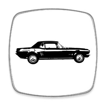 Oldtimer US Car Design - Viereckiger Kühlschrankmagnet - Weiß - Vorne