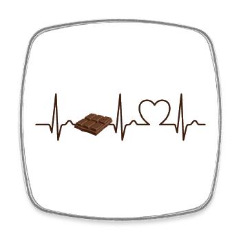 EKG Kurve - Herzkurve - Puls - Essen - Schokolade - Viereckiger Kühlschrankmagnet - Weiß - Vorne