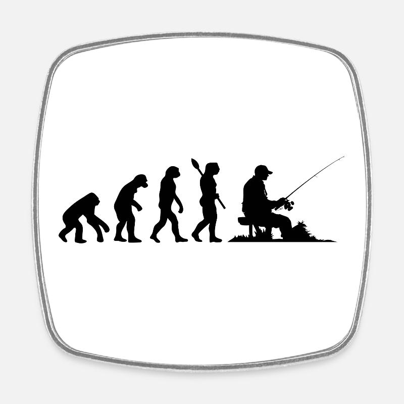 Funny Human Evolution Fisherman Fishing Lover - Square fridge magnet - white