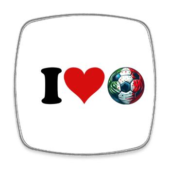 Ich liebe den italienischen Fußball - Viereckiger Kühlschrankmagnet - Weiß - Vorne