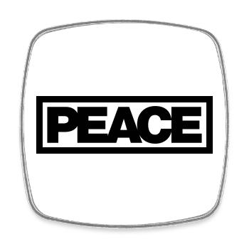 Typo PEACE Contour 1C - Magnet carré - blanc - Devant
