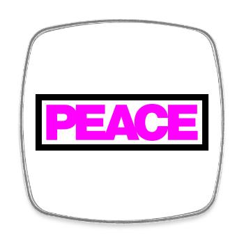 Typo PEACE Contour 2C - Magnet carré - blanc - Devant